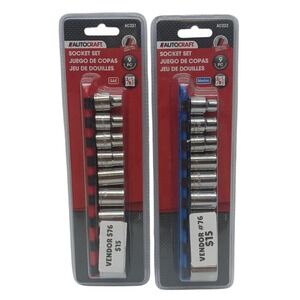 Autocraft 18 Pc‎ Metric & SAE Socket Sets + Rails Both 3/8" Drive 6 Pt AC322/321